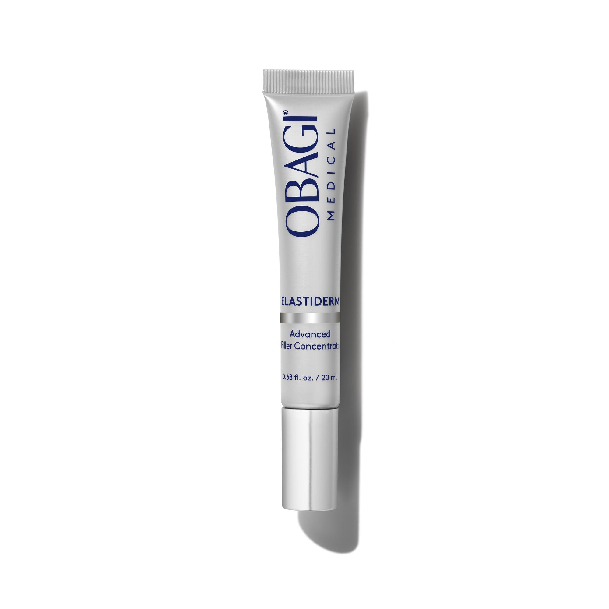 A single tube of OBAGI Medical Elastiderm Advanced Skin Concentration cream, shown vertically against a clean white background with a soft shadow.