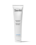 A white squeeze tube of Senté Exfoliating Cleanser with black text and a small blue accent label, centered on a white background.
