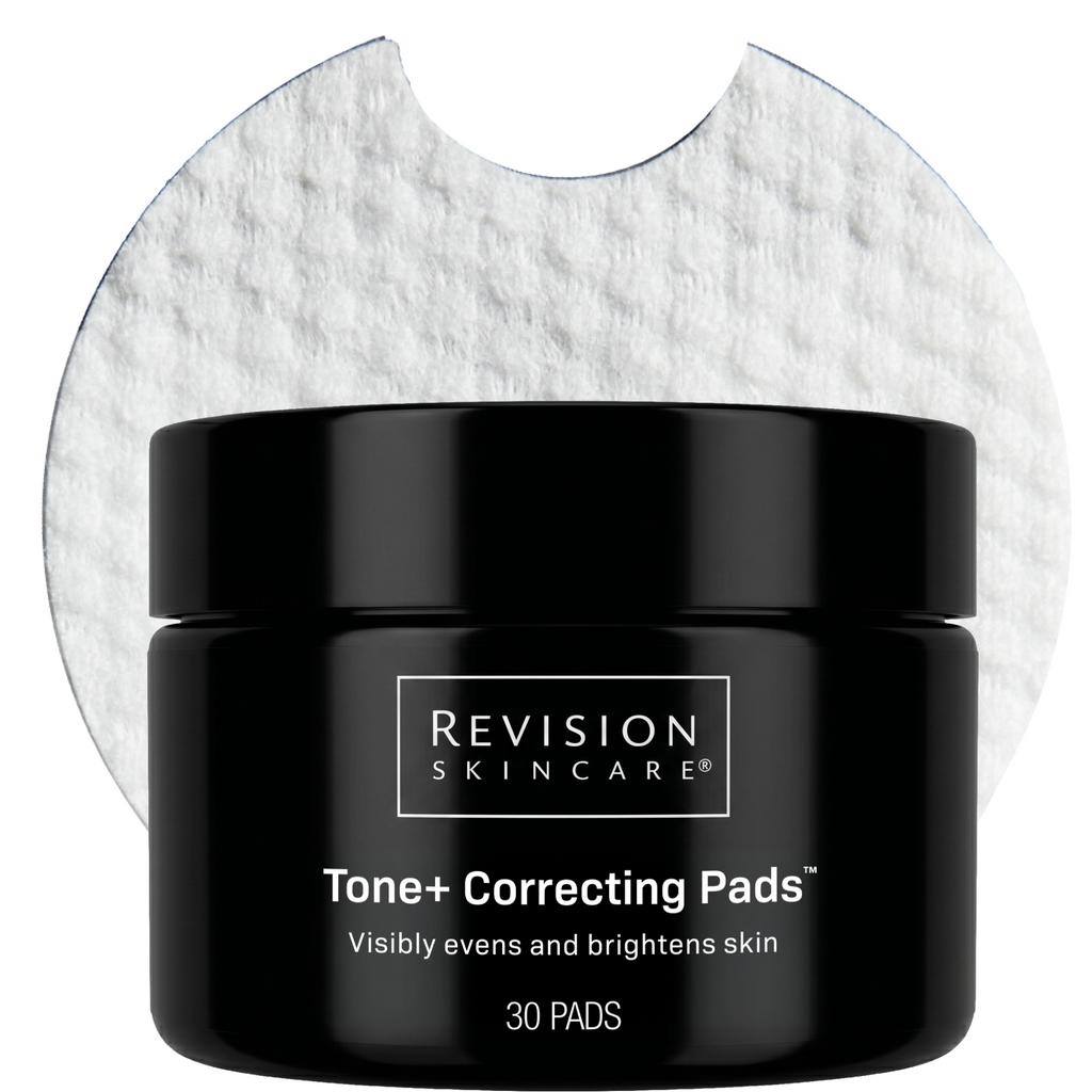 Revision Tone Correcting pads black jar and a white pad